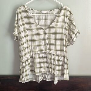 crop button down plaid shirt